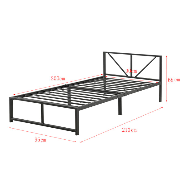 Metalen bed Meran bedframe met bedbodem zwart - 3 maten