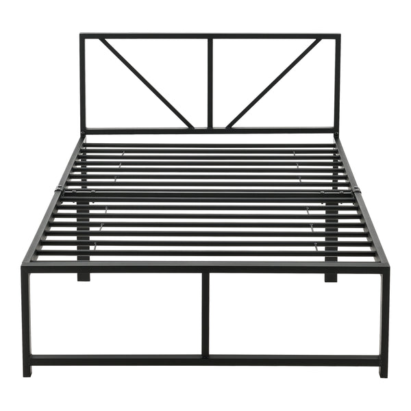 Metalen bed Meran bedframe met bedbodem zwart - 3 maten