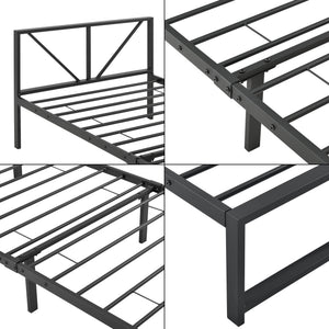Metalen bed Meran bedframe met bedbodem zwart - 3 maten