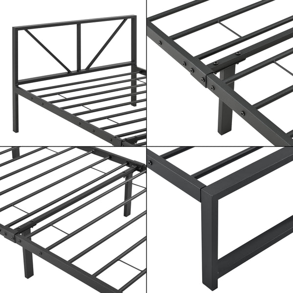 Metalen bed Meran bedframe met bedbodem zwart - 3 maten