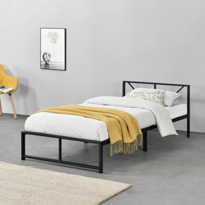 Metalen bed Meran bedframe met bedbodem zwart - 3 maten