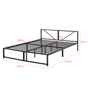 Metalen bed Meran bedframe met bedbodem en matras zwart - 3 maten