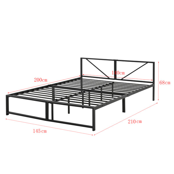 Metalen bed Meran bedframe met bedbodem en matras zwart - 3 maten