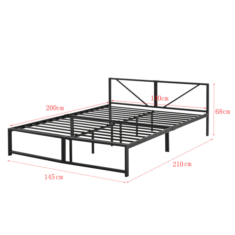 Maatschets Metalen bed Meran bedframe met bedbodem en matras zwart - 3 maten