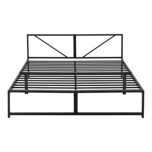 Metalen bed Meran bedframe met bedbodem en matras zwart - 3 maten