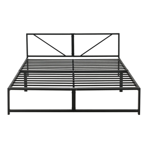 Metalen bed Meran bedframe met bedbodem en matras zwart - 3 maten