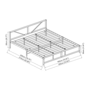 Metalen bed Meran bedframe met bedbodem en matras zwart - 3 maten