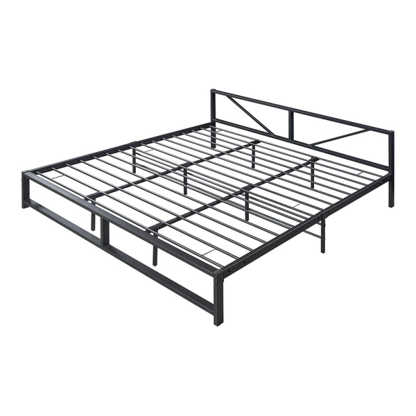 Metalen bed Meran bedframe met bedbodem en matras zwart - 3 maten