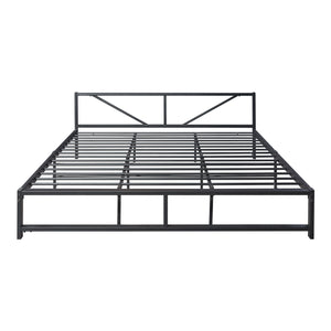 Metalen bed Meran bedframe met bedbodem en matras zwart - 3 maten