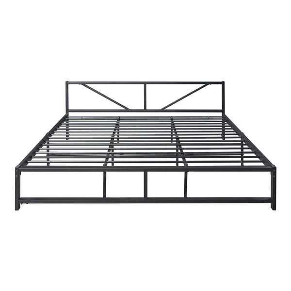 Metalen bed Meran bedframe met bedbodem en matras zwart - 3 maten