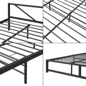 Metalen bed Meran bedframe met bedbodem en matras zwart - 3 maten
