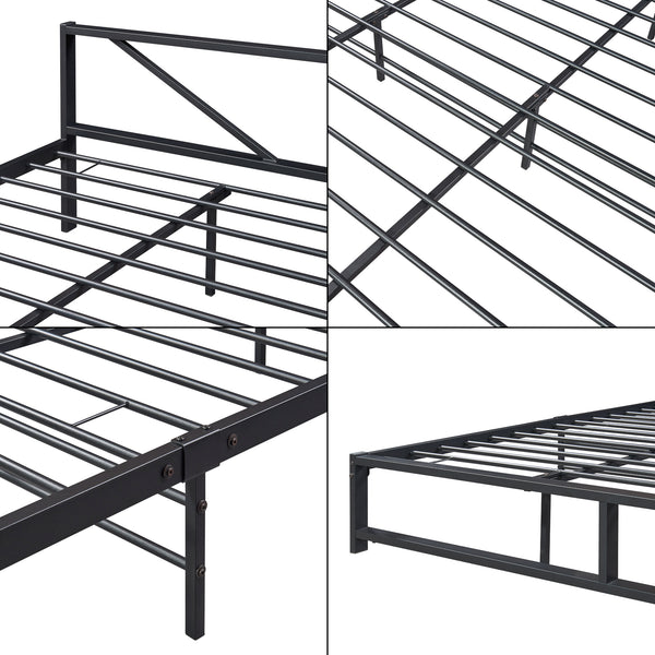 Metalen bed Meran bedframe met bedbodem en matras zwart - 3 maten