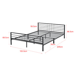 Metalen bedframe Rovaniemi met bedbodem zwart - verschillende maten