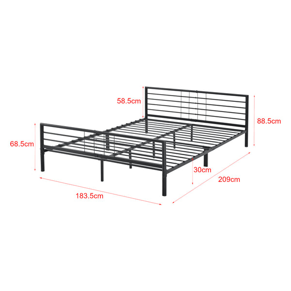 Metalen bedframe Rovaniemi met bedbodem zwart - verschillende maten