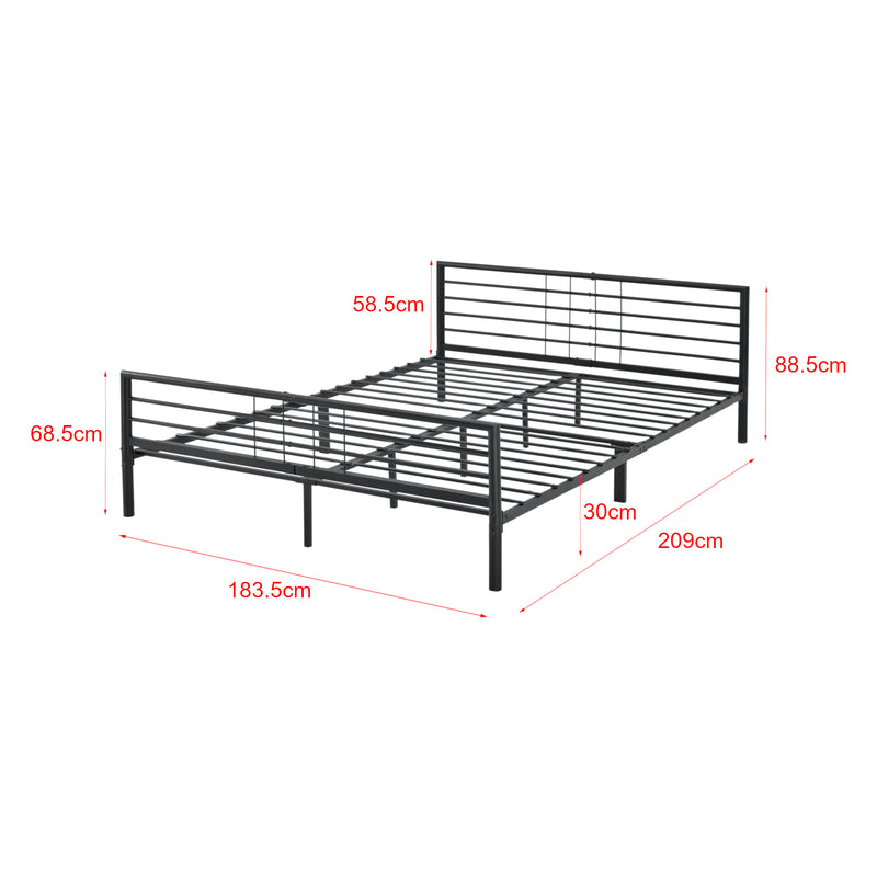 Maatschets Metalen bedframe Rovaniemi met bedbodem zwart - verschillende maten