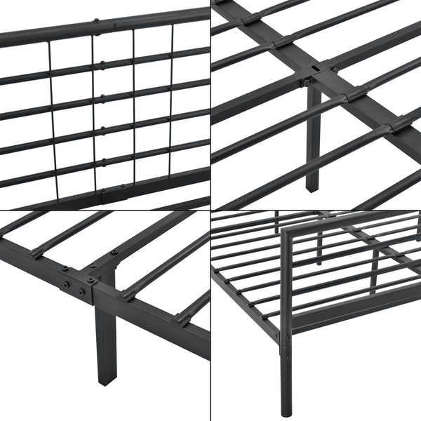 Metalen bedframe Rovaniemi met bedbodem zwart - verschillende maten