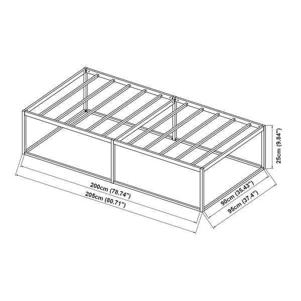 Metalen bed Trerunta met bedbodem zwart [en.casa]