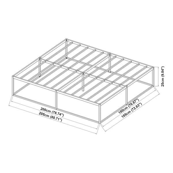 Metalen bedframe met bedbodem en matras zwart [en.casa] [neu.haus]