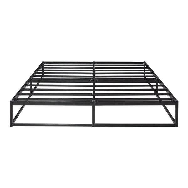Metalen bedframe met bedbodem en matras zwart [en.casa] [neu.haus]