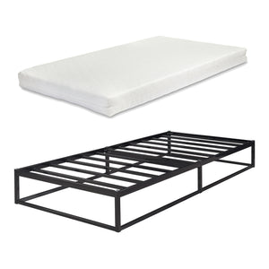 Metalen bedframe met bedbodem en matras zwart [en.casa] [neu.haus]