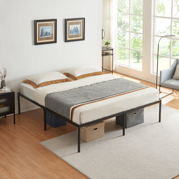 Metalen bed Vårdö met bedbodem zwart [en.casa]