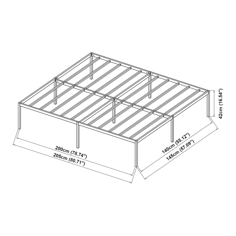 Maatschets Metalen bedframe Vårdö met bedbodem en matras zwart [en.casa] [neu.haus]