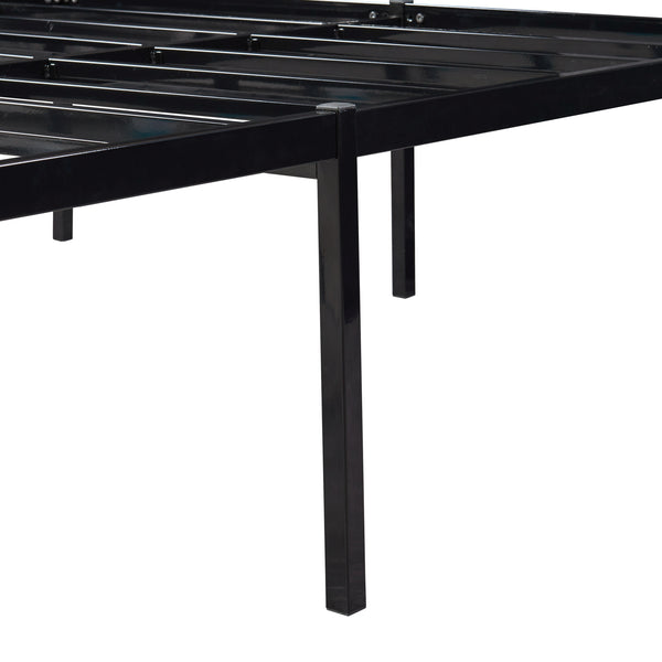 Metalen bedframe Vårdö met bedbodem en matras zwart [en.casa] [neu.haus]