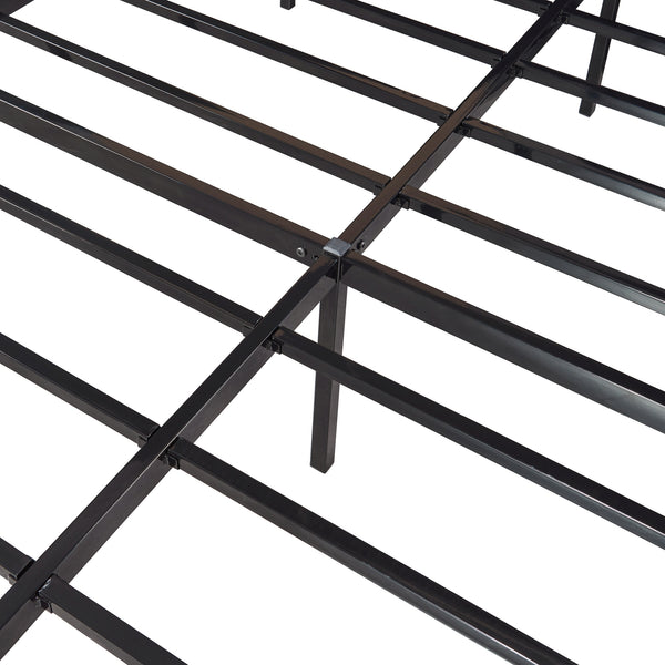 Metalen bedframe Vårdö met bedbodem en matras zwart [en.casa] [neu.haus]