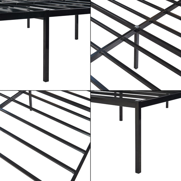 Metalen bedframe Vårdö met bedbodem en matras zwart [en.casa] [neu.haus]