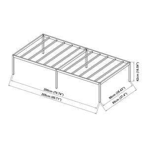 Metalen bedframe Vårdö met bedbodem en matras zwart [en.casa] [neu.haus]