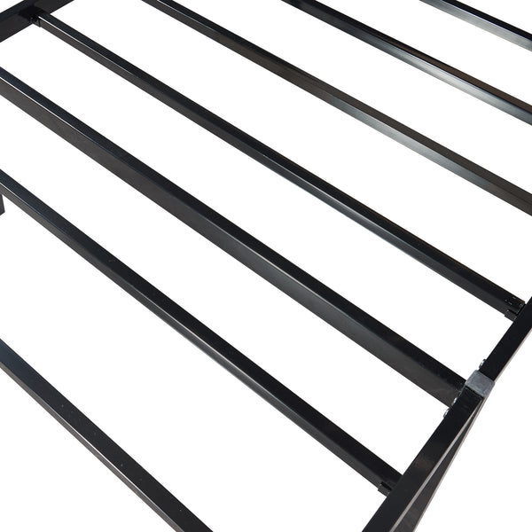 Metalen bedframe Vårdö met bedbodem en matras zwart [en.casa] [neu.haus]