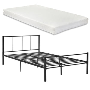 Metalen bedframe Hercules incl. bedbodem en matras zwart - verschillende maten