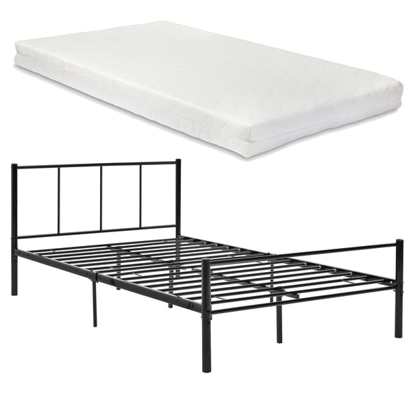 Metalen bedframe Hercules incl. bedbodem en matras zwart - verschillende maten