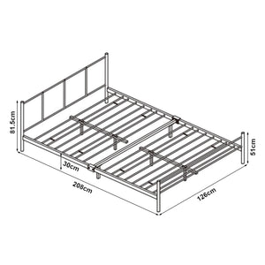 Metalen bedframe Hercules incl. bedbodem en matras zwart - verschillende maten