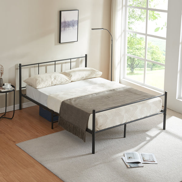 Metalen bedframe Hercules incl. bedbodem en matras zwart - verschillende maten