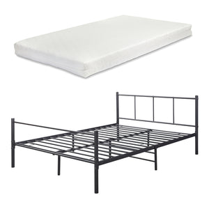 Metalen bedframe Hercules incl. bedbodem en matras zwart - verschillende maten