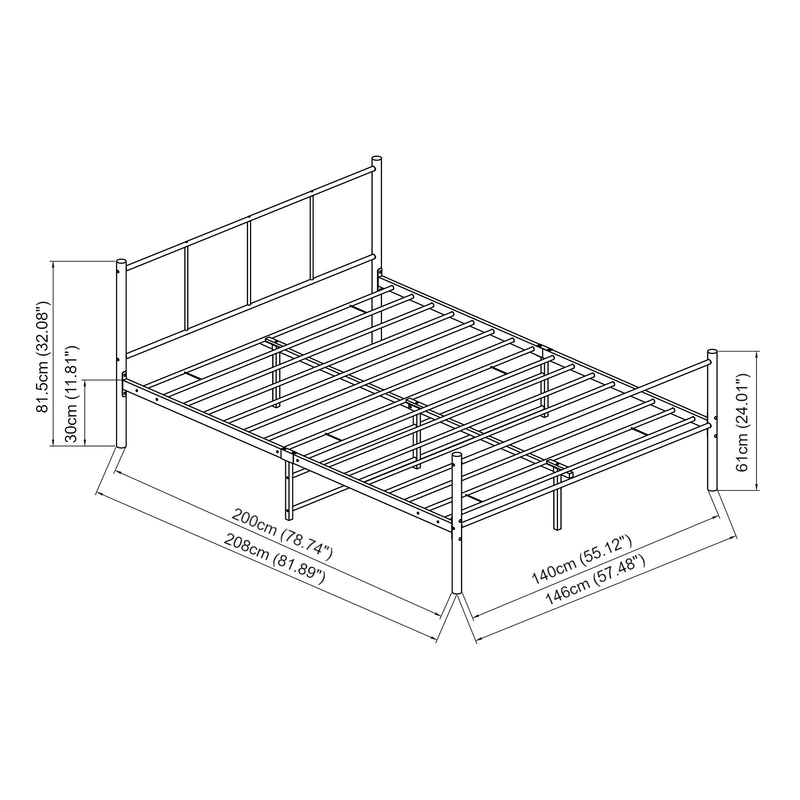 Maatschets Metalen bedframe Hercules incl. bedbodem en matras zwart - verschillende maten