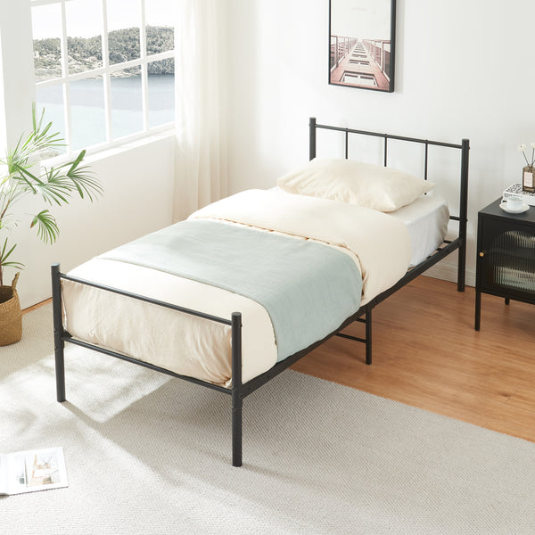 Metalen bedframe Hercules incl. bedbodem en matras zwart - verschillende maten