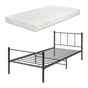 Metalen bedframe Hercules incl. bedbodem en matras zwart - verschillende maten