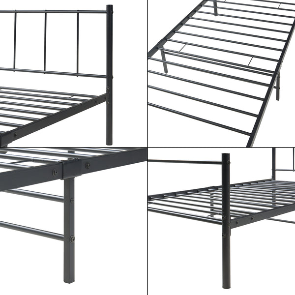 Metalen bedframe Hercules incl. bedbodem en matras zwart - verschillende maten