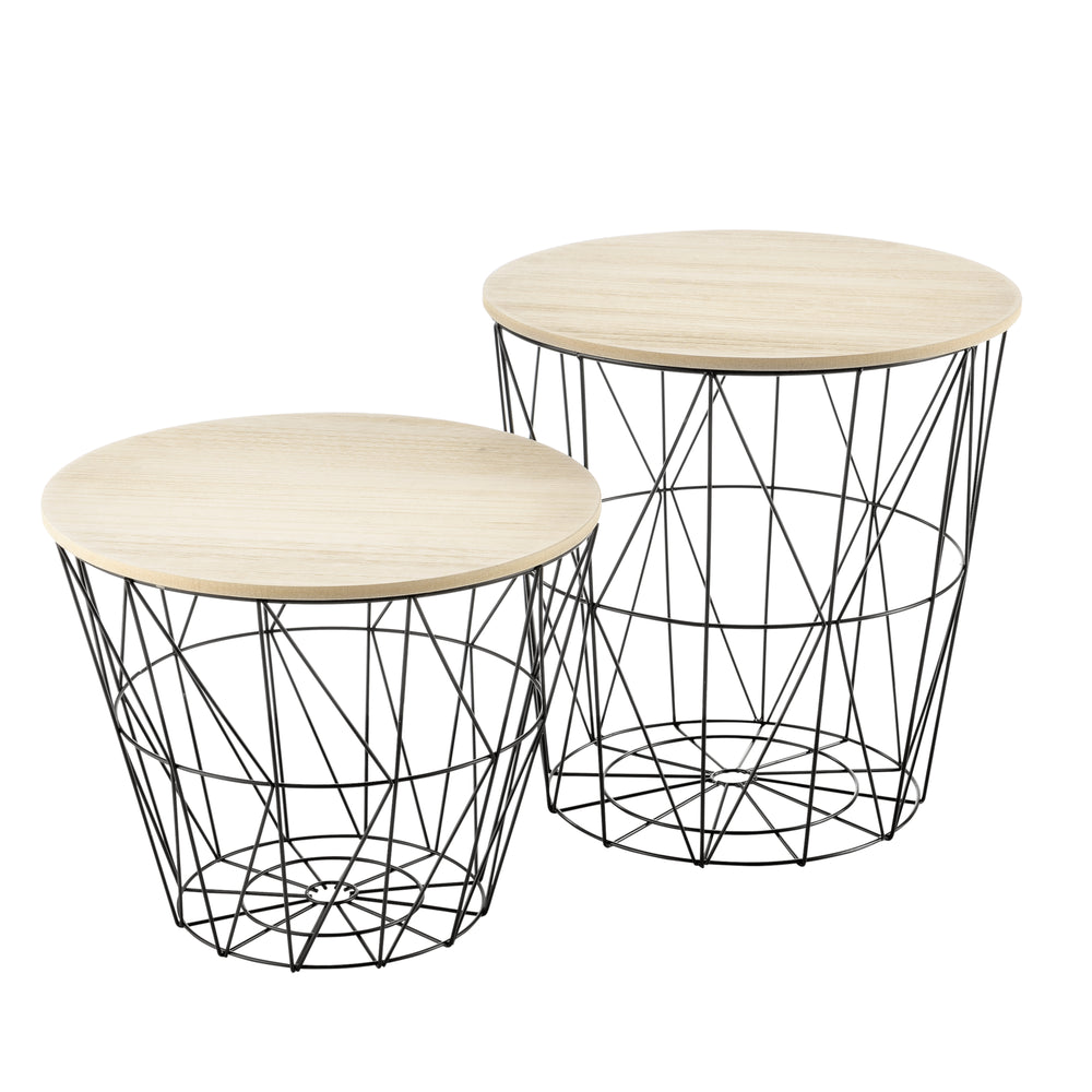 Metalen mand bijzettafel Codogno 2-delig - Set in verschillende kleuren en.casa - premiumXL