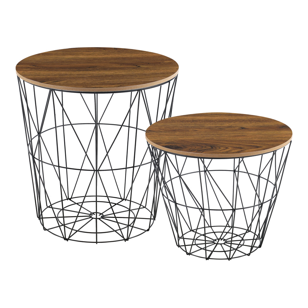 Metalen mand bijzettafel Codogno 2-delig - Set in verschillende kleuren en.casa - premiumXL