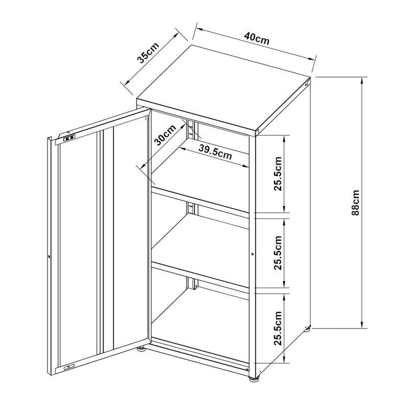Maatschets Metalen kast Burlöv 88x40x35 cm [en.casa]