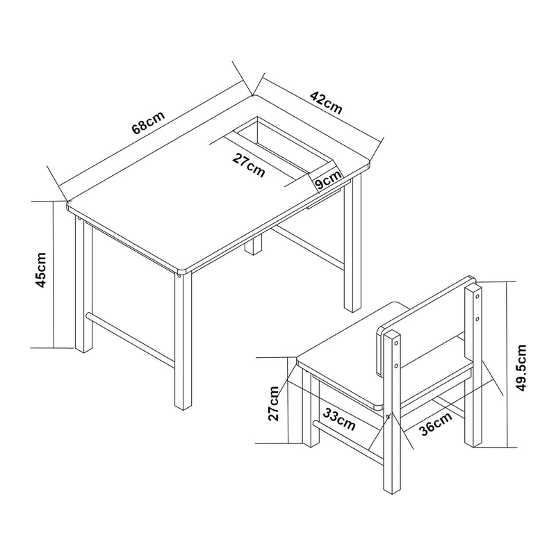 Maatschets Kindertafel met kinderstoel Skjåk [en.casa]