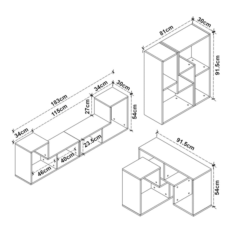 Maatschets Modulair meubelset Hustersurd 2-delig [en.casa]