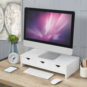 Monitorstandaard Ruovesi 12x51x25cm Wit [en.casa] - premiumXL
