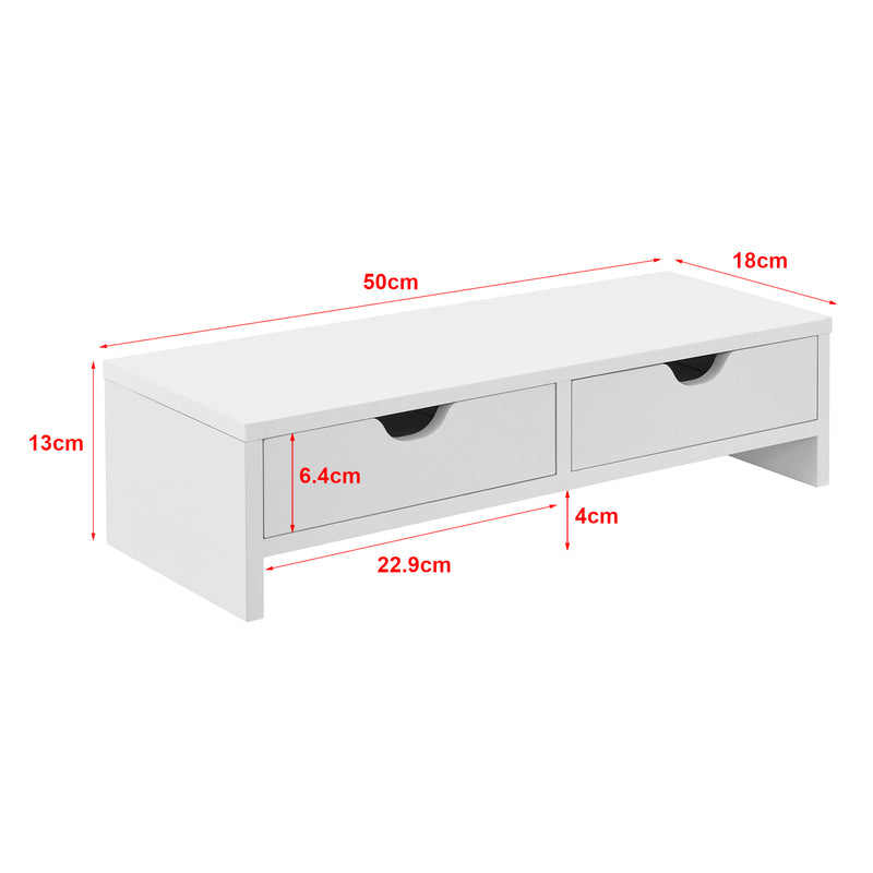 Maatschets [en.casa] Monitorstandaard verhoger Mänttä met 2 lades 50x18x13 cm - 2 varianten