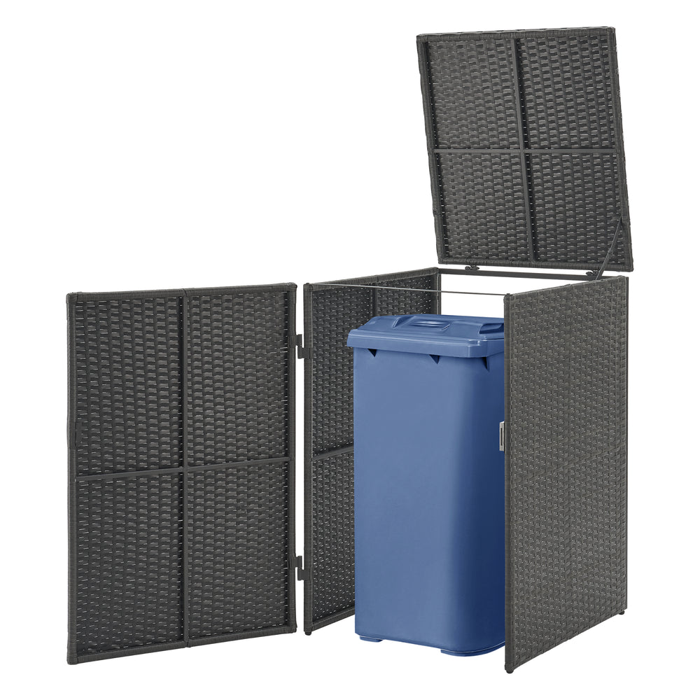 Mülltonnen Verkleidung Widnau voor 1/2 vuilnisbakken Polyrattan Donkergrijs [en.casa] - premiumXL