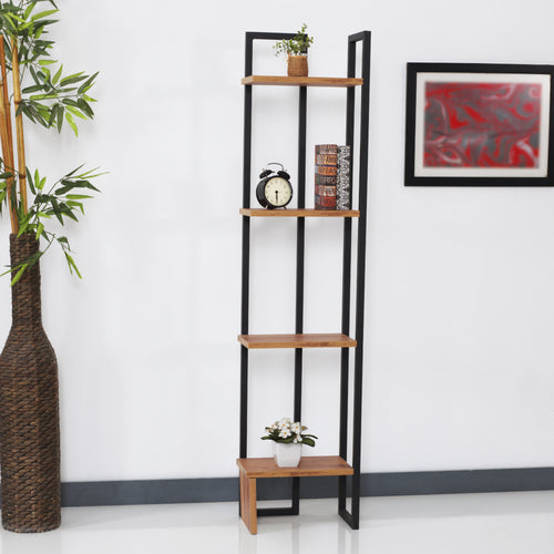 Staand rek Bjergsted 150x36x21cm zwart en walnootkleurig [en.casa]