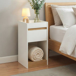 Nachtkastje Lure 55x30x35 cm wit en eikenkleurig [en.casa]